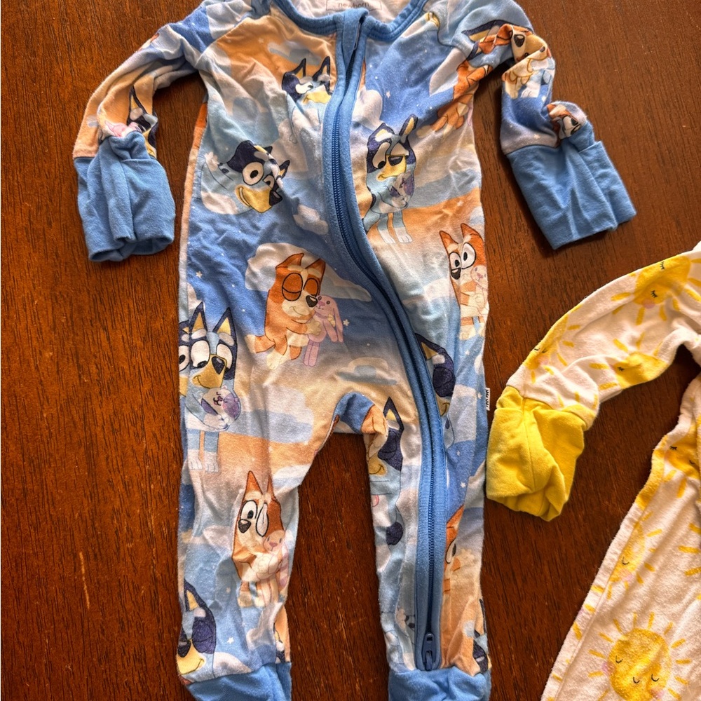 Newborn Little Sleepies Bluey Character Footie Pajama - Blue and Tan
